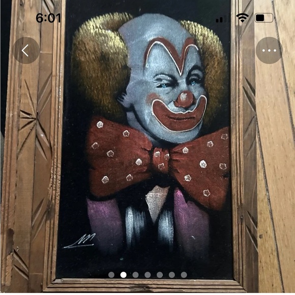 Vintage Velvet Clown Paintings in Frames - Picture 2 of 6